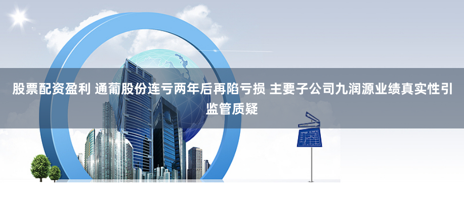 股票配资盈利 通葡股份连亏两年后再陷亏损 主要子公司九润源业绩真实性引监管质疑
