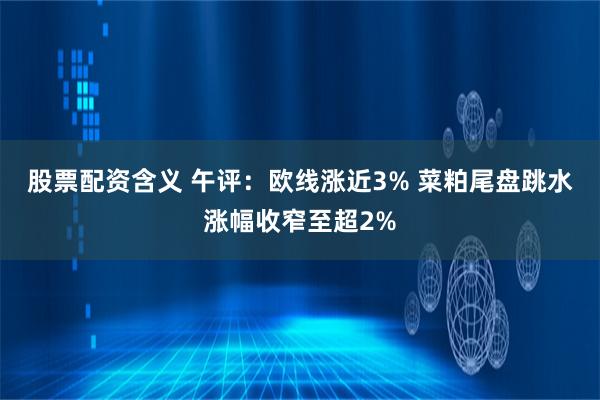 股票配资含义 午评：欧线涨近3% 菜粕尾盘跳水涨幅收窄至超2%